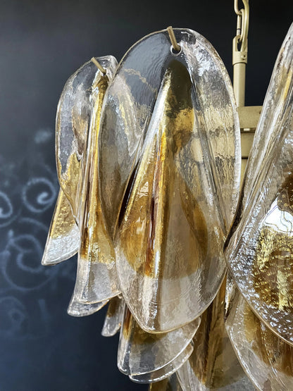 Vintage Murano Swallows Amber Glass Chandelier