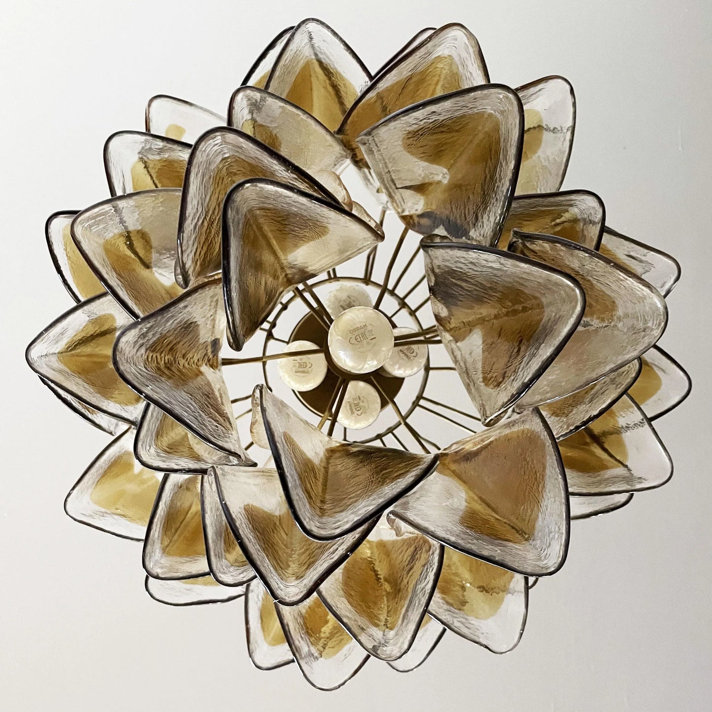 Vintage Murano Swallows Amber Glass Chandelier