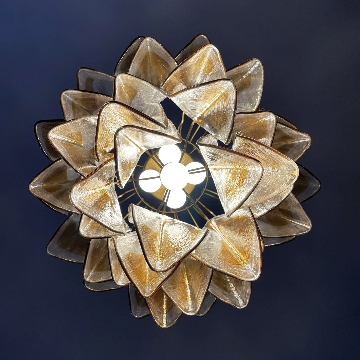 Vintage Murano Swallows Amber Glass Chandelier