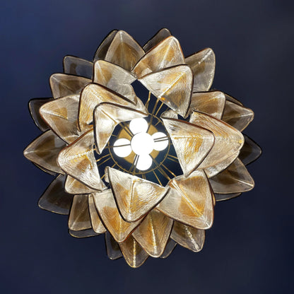 Vintage Murano Swallows Amber Glass Chandelier