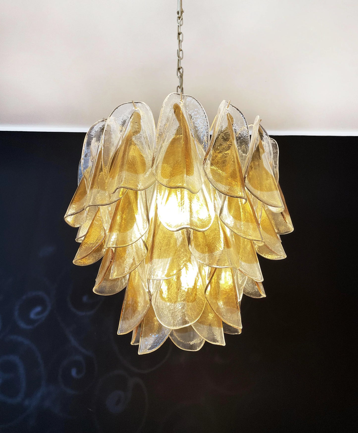 Vintage Murano Swallows Amber Glass Chandelier