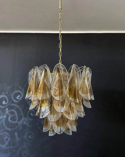 Vintage Murano Swallows Amber Glass Chandelier