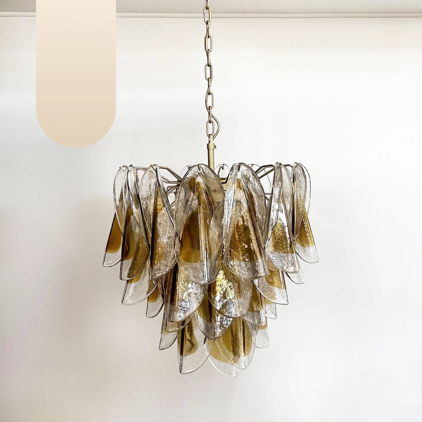 Vintage Murano Swallows Amber Glass Chandelier