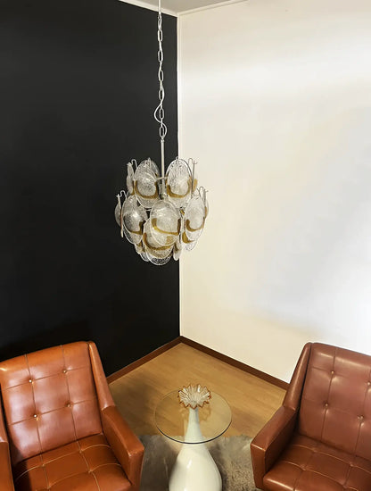 Vintage Murano Transparent Amber Chandelier