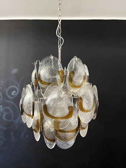 Vintage Murano Transparent Amber Chandelier