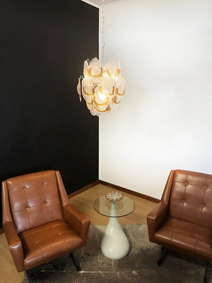 Vintage Murano Transparent Amber Chandelier