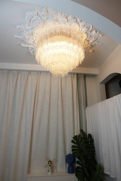 Vintage Murano Transparent Glass Ceiling Light