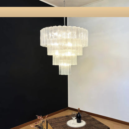 Vintage Murano Transparent Glass Chandelier