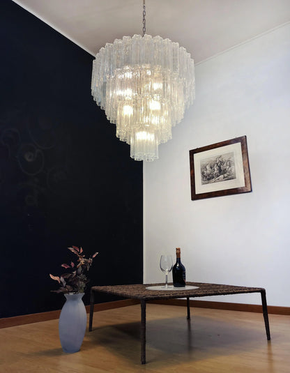 Vintage Murano Transparent Glass Chandelier