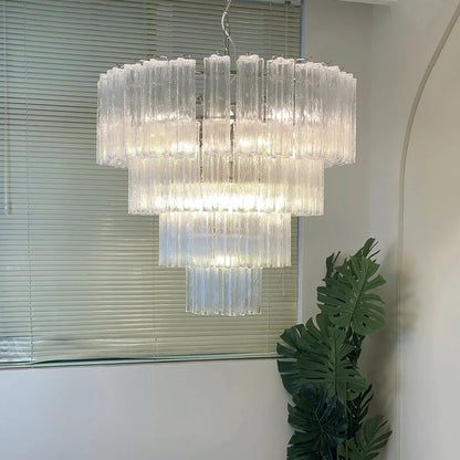 Vintage Murano Transparent Glass Chandelier