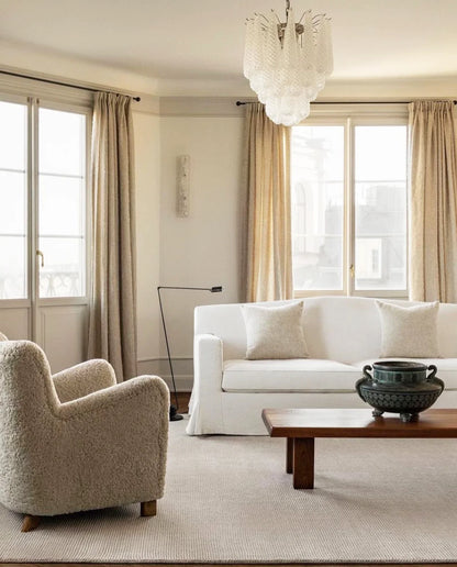 Vintage Murano Transparent Glass Petals Chandelier