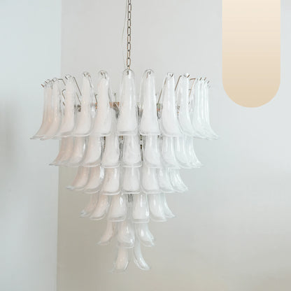 Vintage Murano Transparent Glass Petals Chandelier