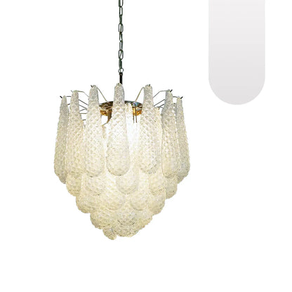 Vintage Murano Transparent Glass Petals Chandelier