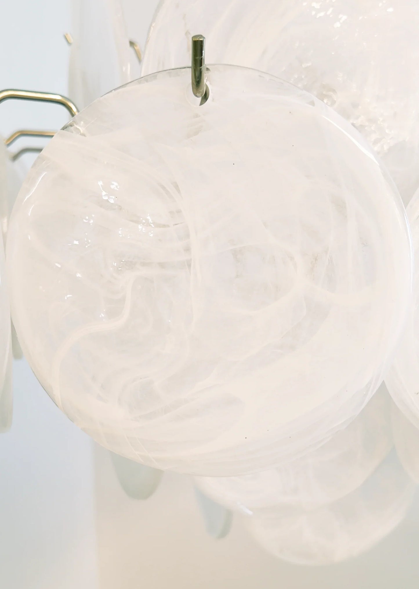 Vintage Murano White Disks Chandelier