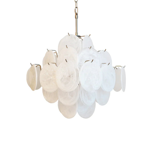 Vintage Murano White Disks Chandelier