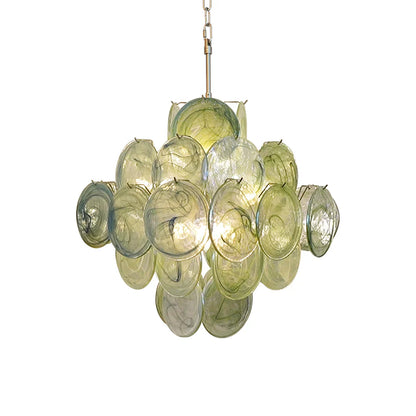 Vintage Murano Green Disks Chandelier