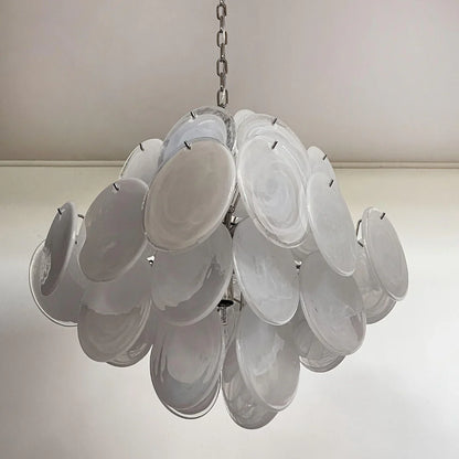 Vintage Murano White Disks Chandelier