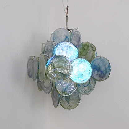 Vintage Murano Green Disks Chandelier