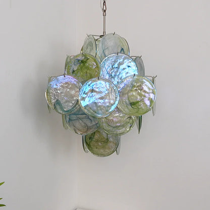 Vintage Murano Green Disks Chandelier