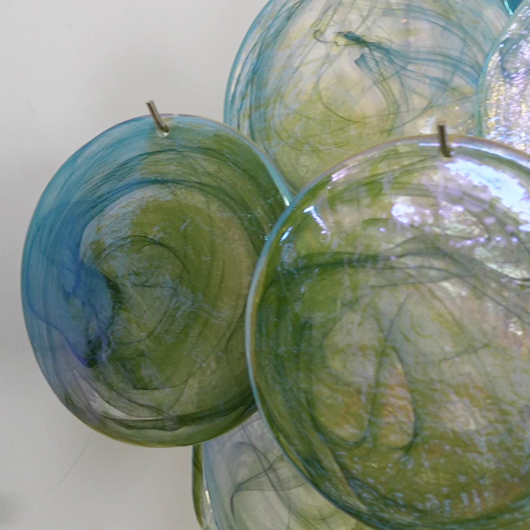 Vintage Murano Green Disks Chandelier