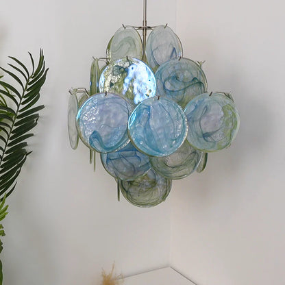 Vintage Murano Green Disks Chandelier