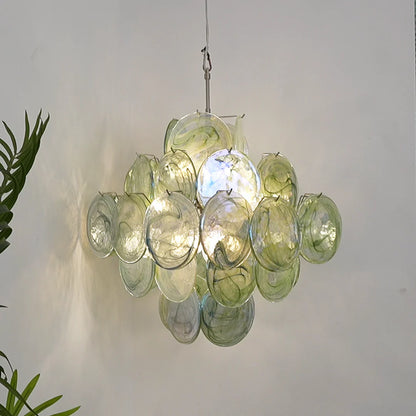 Vintage Murano Green Disks Chandelier