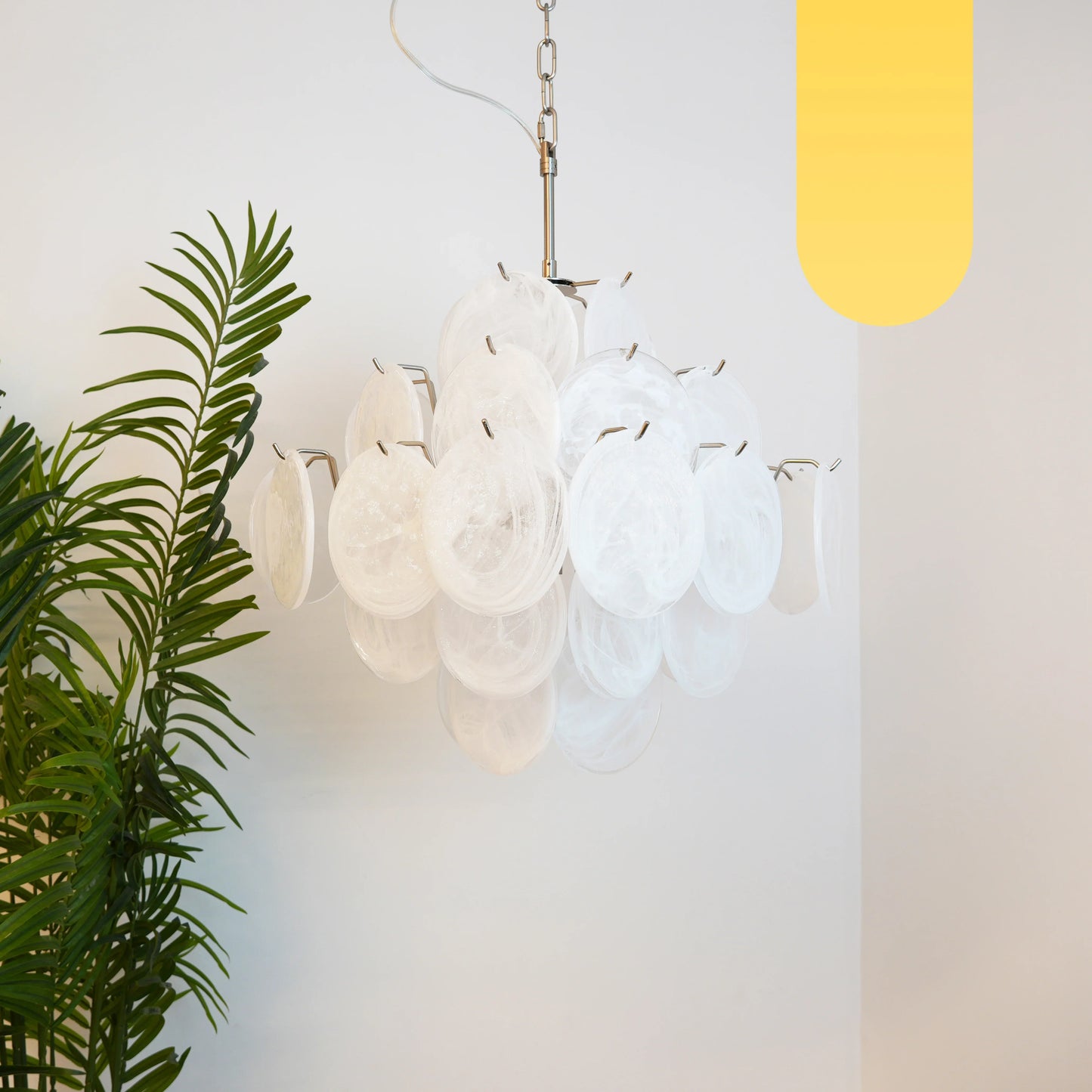 Vintage Murano White Disks Chandelier