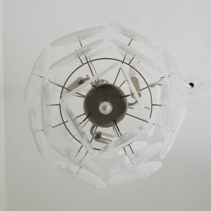 Vintage Murano White Glass Disks Chandelier