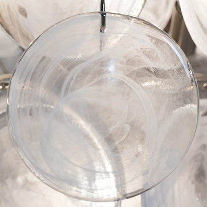 Vintage Murano White Glass Disks Chandelier