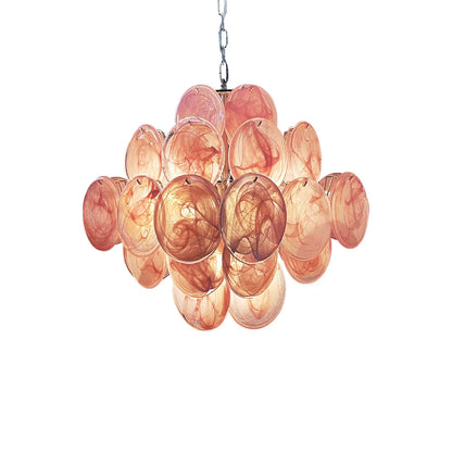 Vintage Murano Pink Disks Chandelier
