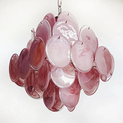 Vintage Murano Pink Disks Chandelier