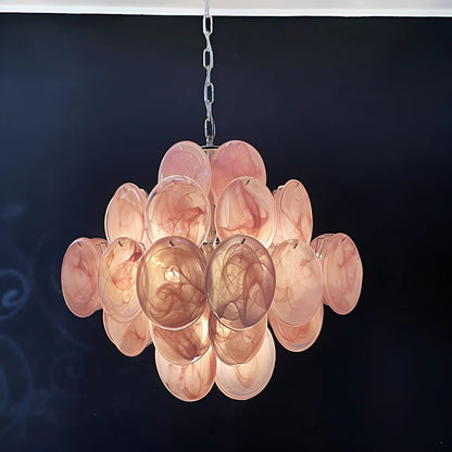 Vintage Murano Pink Disks Chandelier