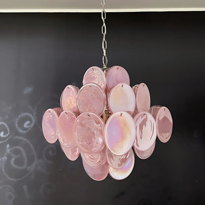 Vintage Murano Pink Disks Chandelier