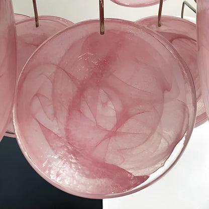 Vintage Murano Pink Disks Chandelier