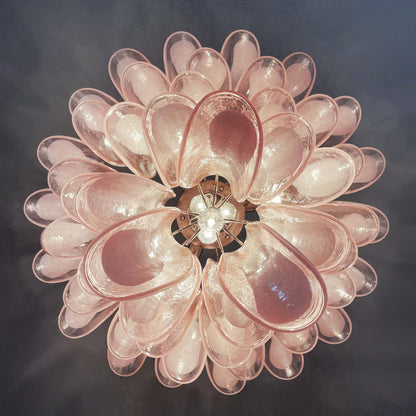 Vintage Pink Murano Glass Petals Chandelier