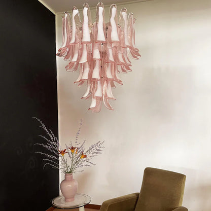Vintage Pink Murano Glass Petals Chandelier