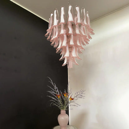 Vintage Pink Murano Glass Petals Chandelier