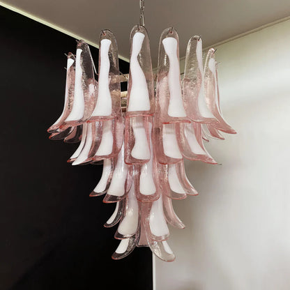 Vintage Pink Murano Glass Petals Chandelier