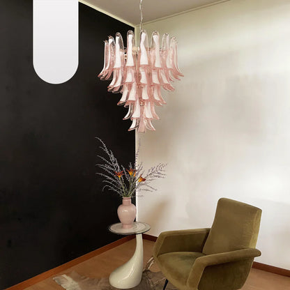 Vintage Pink Murano Glass Petals Chandelier