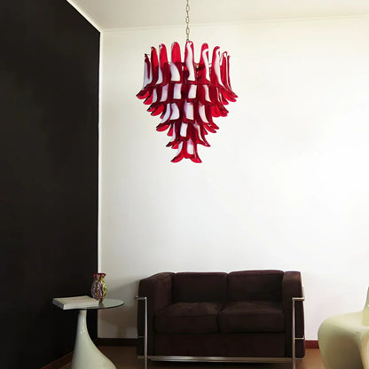 Vintage Red Murano Petals Chandelier