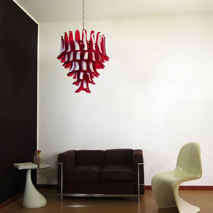 Vintage Red Murano Petals Chandelier
