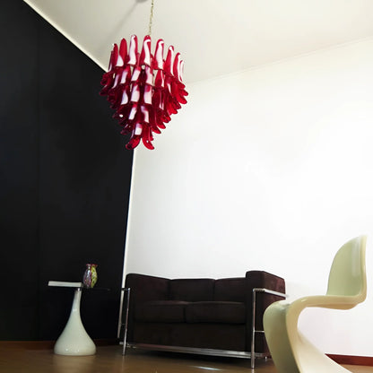 Vintage Red Murano Petals Chandelier