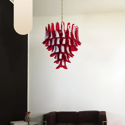 Vintage Red Murano Petals Chandelier