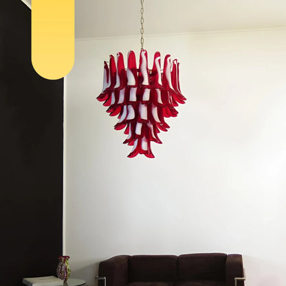 Vintage Red Murano Petals Chandelier