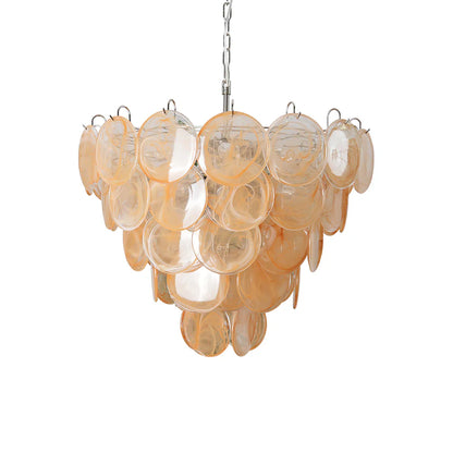 Elegant Gold Murano Disc Chandelier