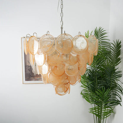 Elegant Gold Murano Disc Chandelier