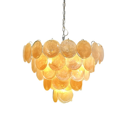 Elegant Gold Murano Disc Chandelier