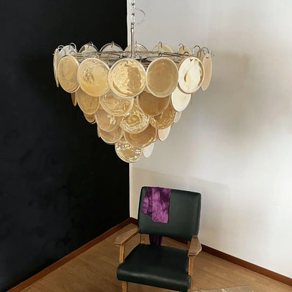 Elegant Gold Murano Disc Chandelier