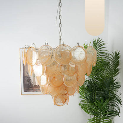 Elegant Gold Murano Disc Chandelier