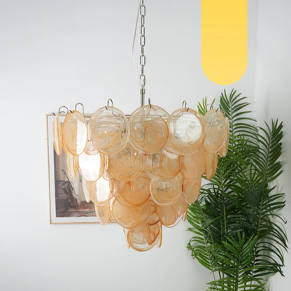 Elegant Gold Murano Disc Chandelier